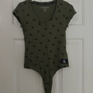 Calvin Klein Jeans Khaki Logo Bodysuit